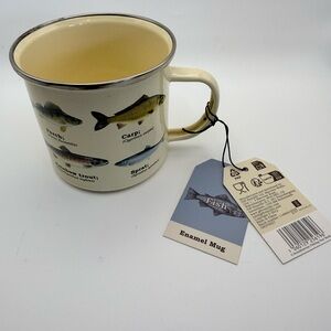 Gift Republic Fish Enamel Mug NWT - Fishing Guide Species 14oz Cup - Fathers Day